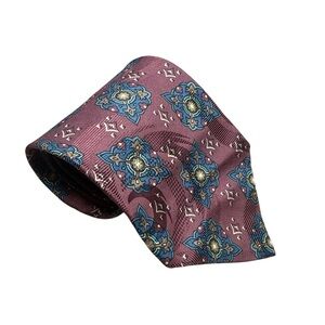 XMI 325 Series Men's Vintage Silk Burgundy Geometric Tie